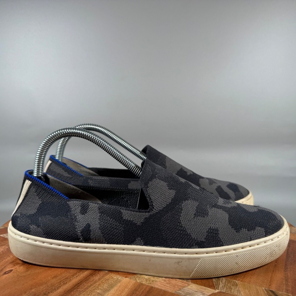 Rothys The Sneaker Grey Camo Slip On Walking Shoes Womens Size 9 Washable Camo